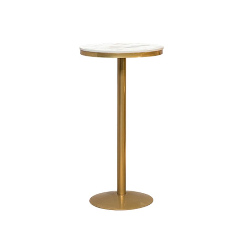Glam Faux Marble Bistro Table Indoor Gold Steel Bar Dining Table with Single Pedestal