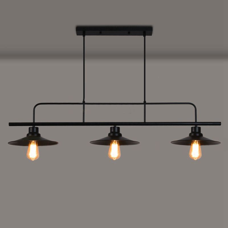 Metal 3 Lights Island Pendant Lighting Flared Industrial Island Light Fixtures for Dining Room
