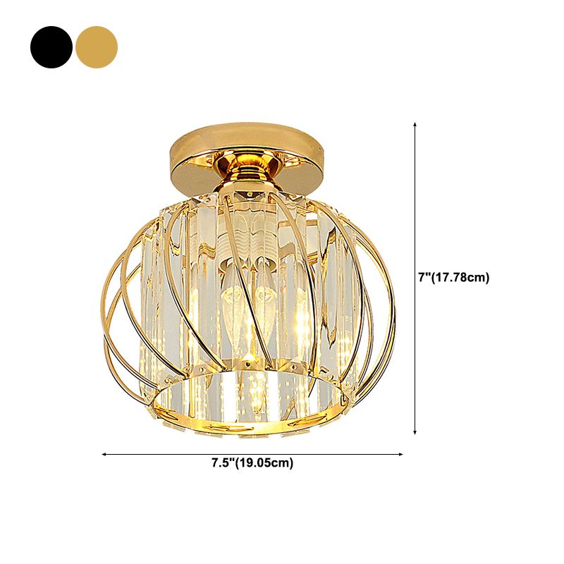 Modernism Ceiling Lighting Single Light Flush Mount Fixture with Crystal for Corridor