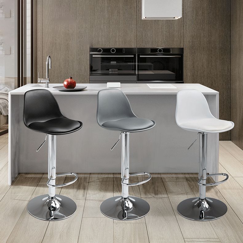 Contemporary Adjustable Height Bar Stool PU Leather Bar Stools for Kitchen