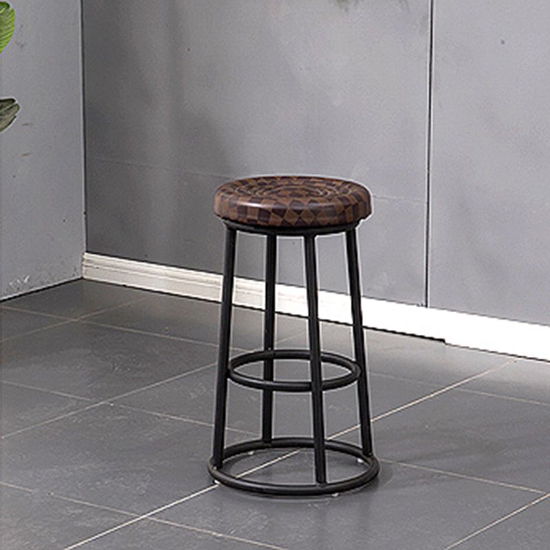 Modern Round Bar Stool Footrest Backless Counter and Bar Stool with Iron Legs