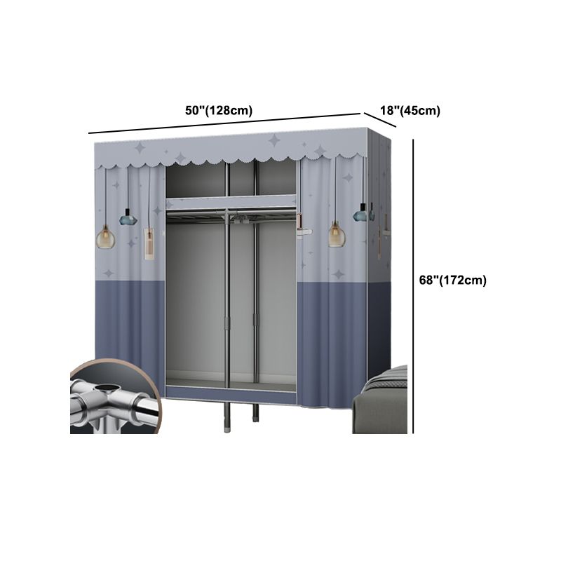 Modern Style Wardrobe Metal 2-Teir Wardrobe Closet for Bedroom