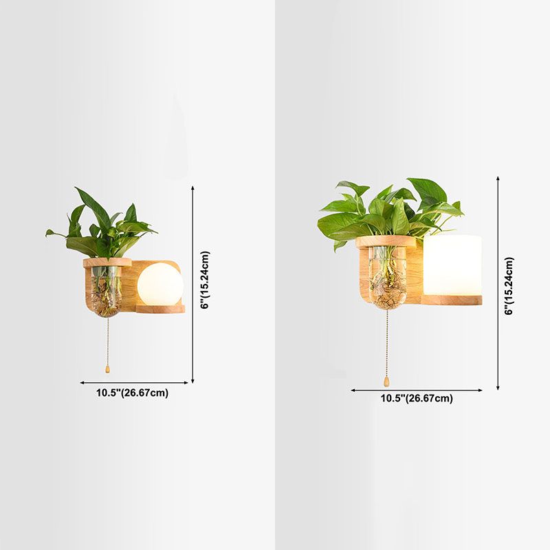 Nordische moderne Wandmontage helles Holz 1-Licht-Wandlampen für Schlafzimmer, Schiffe ohne Pflanzen