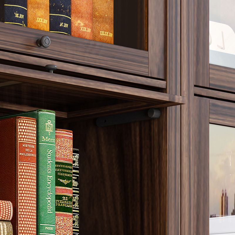 Contemporary Manufactured Wood Vertical Bookcase with Glass Doors