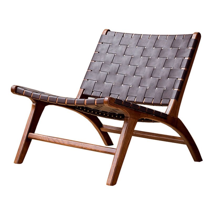 25.59" L x 31.88" W x 25.98" H Brown/Nautral Woven Accent Chair Solid Wood Lounge Chair