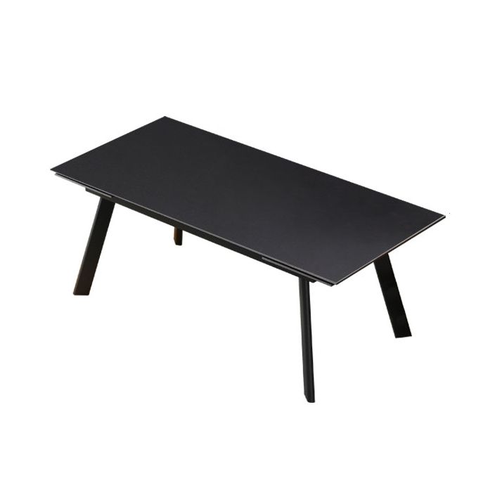 Contemporary Style Sintered Stone Dining Table with Black Fixed Table and 4 Legs Base