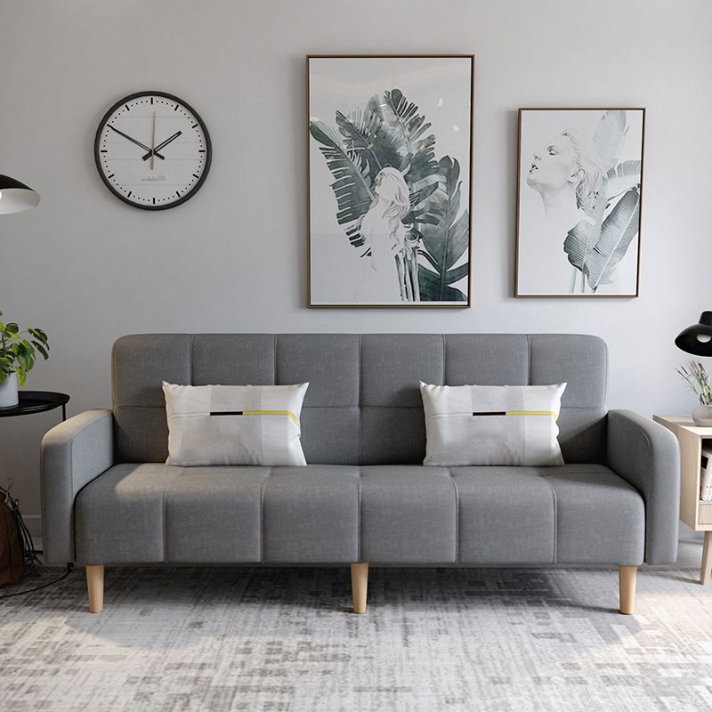 Linen Contemporary Square Arm Sofa Convertible Sofa with Biscuit Back for Living Room
