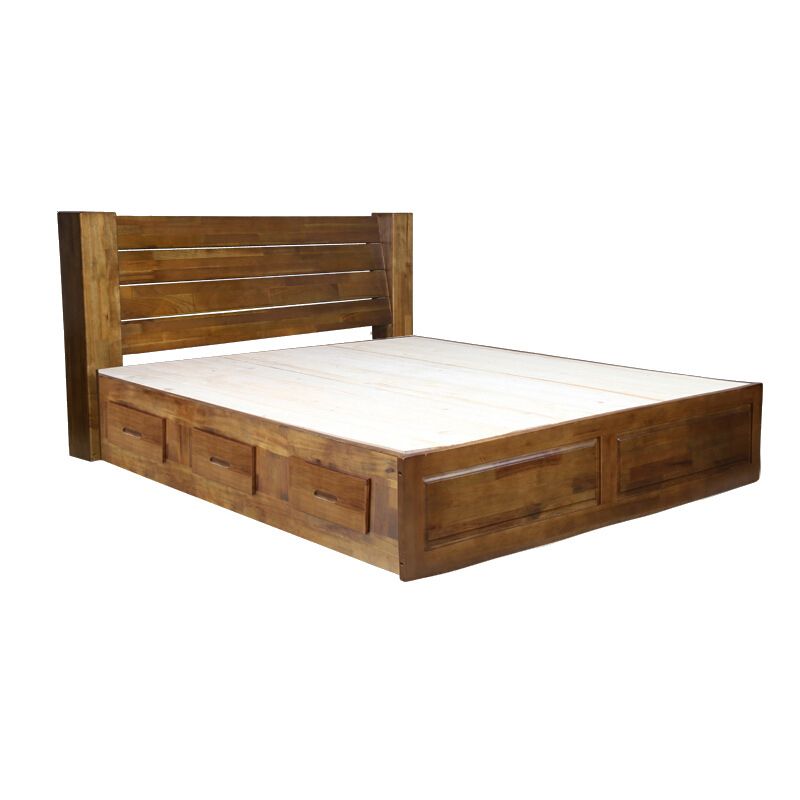 Traditional Solid Wood Standard Rectangular Open-Frame Headboard Bed