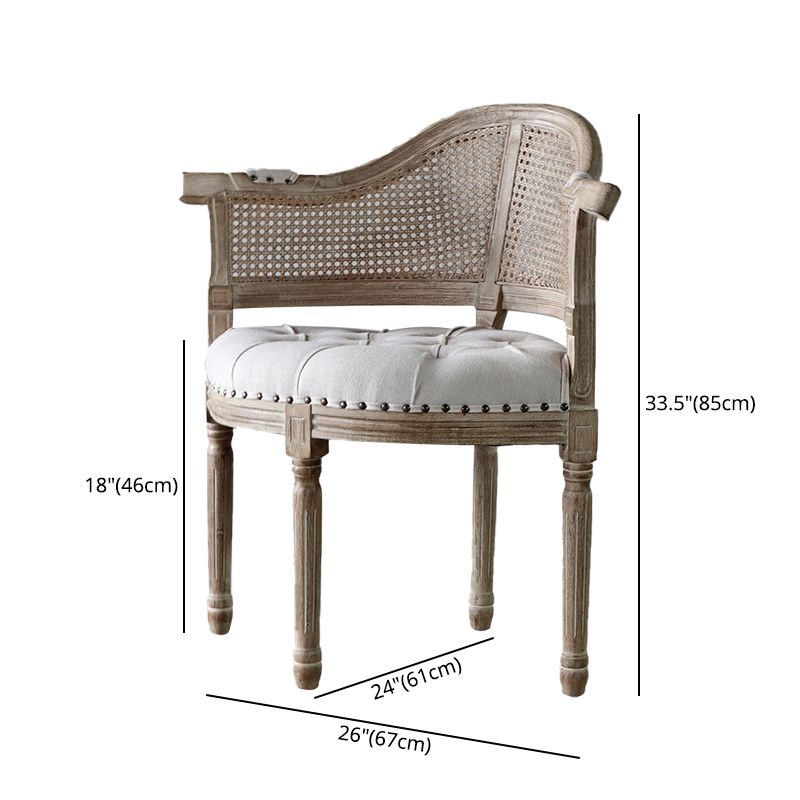 Solid Wood Country Style Dining Room Chairs Matte Finish Open Back Dining Arm Chairs