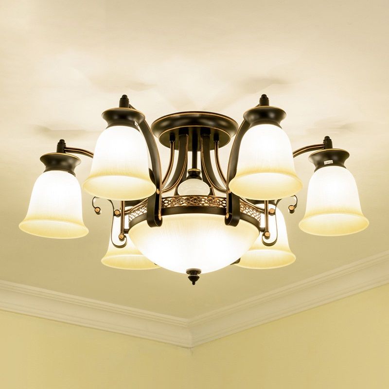 Modern Style Cup Shape Flush Mount Glass Ceiling Light for Living Room