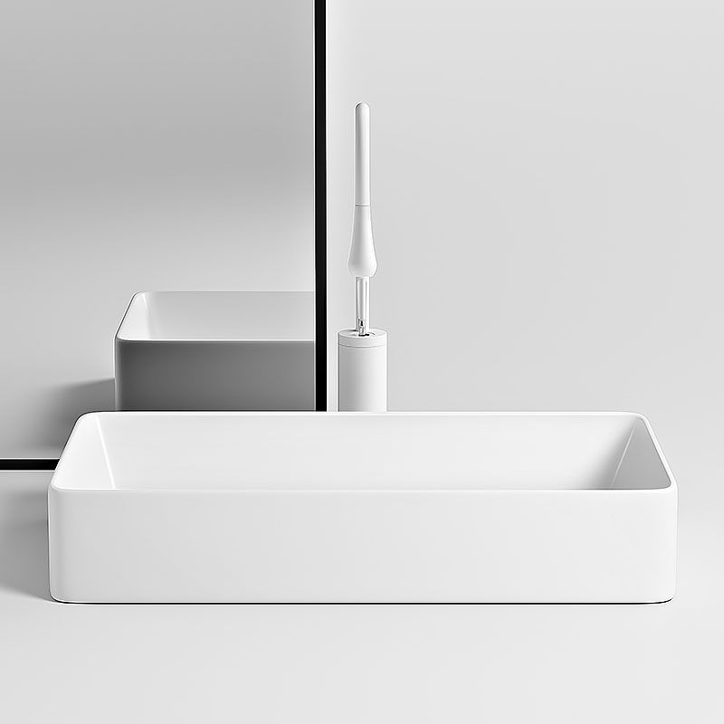 Traditional Vessel Bathroom Sink Porcelain with Pop-Up Drain Basin Sink
