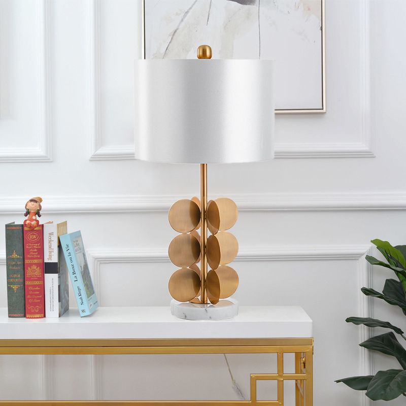 Stoffzylindrische Nachttischlampe zeitgenössische 1 Glühbirne Lesebuch Licht in Weiß