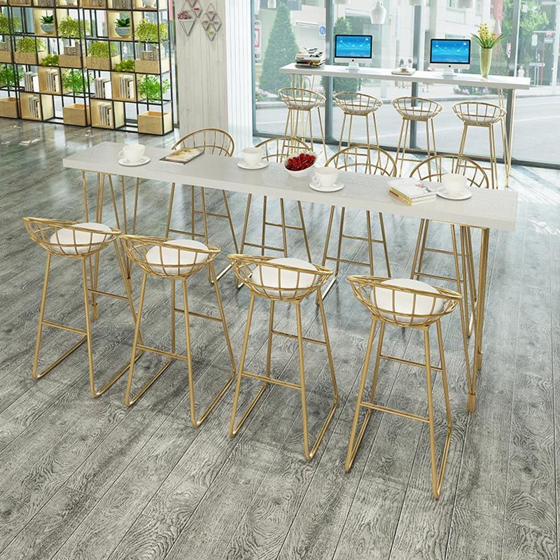 Glam Bar Table Set 1/2/5/9 Pieces Rectangle Bistro Set in White and Gold