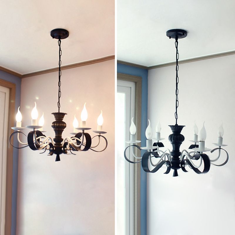 Luci di lampadari uniche tradizionali Luci a sospensione sospesa in metallo in nero