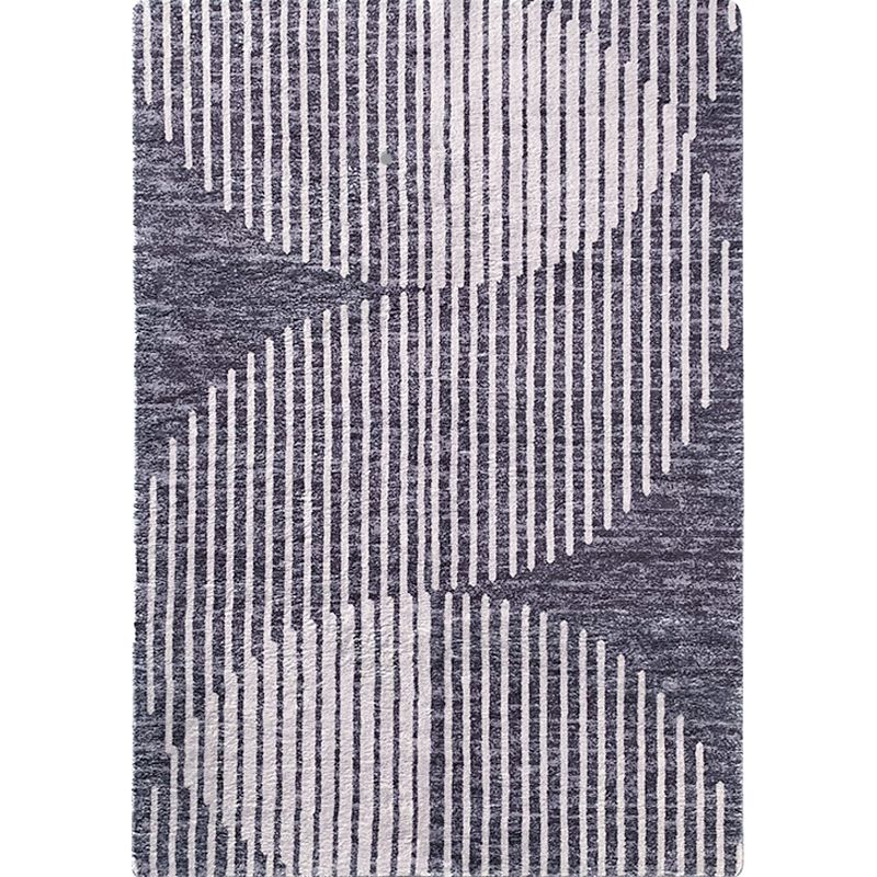 Black Stripe Pattern Area Rug Polyester Modernist Rug Washable Anti-Slip Backing Rug for Decoration