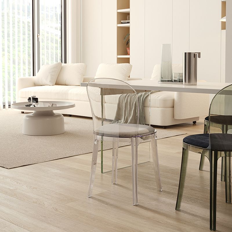 Contemporary Dining Side Chair Plastic Solid Back Chair for Dining Room