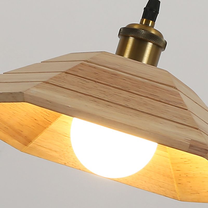 Accesorio de iluminación colgante sombreada de madera Luz de techo de estilo moderno para sala de estar