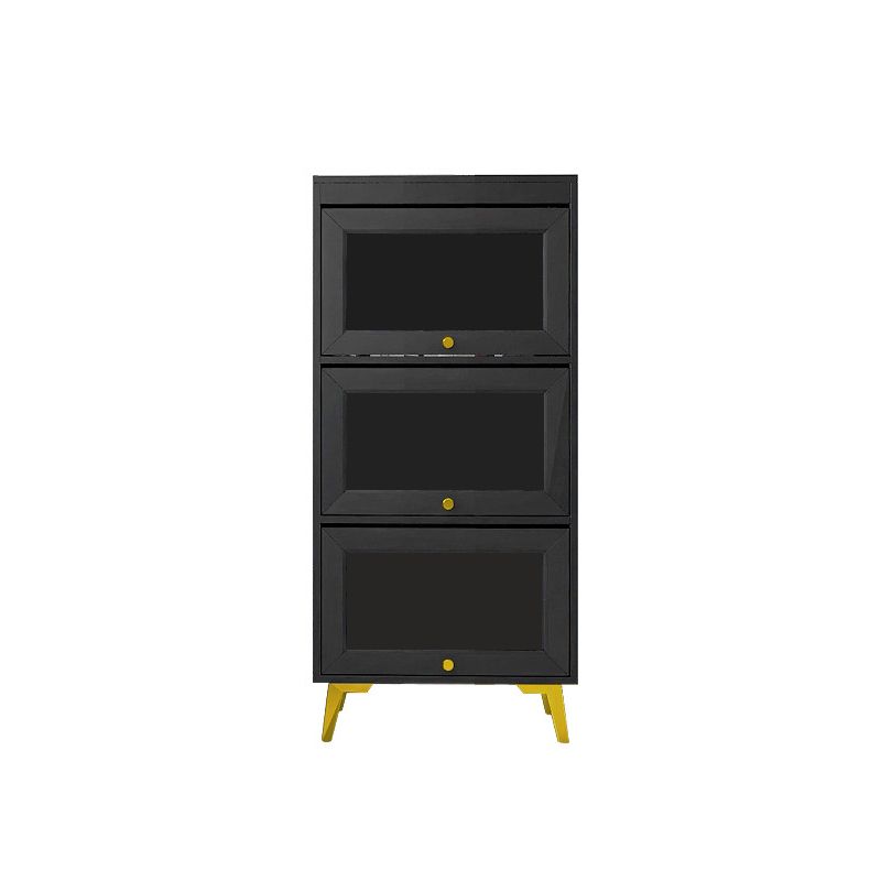 Modern 11.81" W Wooden Side Cabinet with Glass Doors in Black