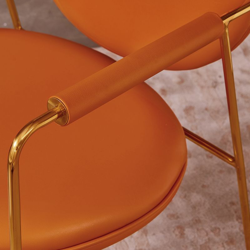 Silla de comedor tapizada de metal con respaldo abierto, sillón casero de estilo moderno