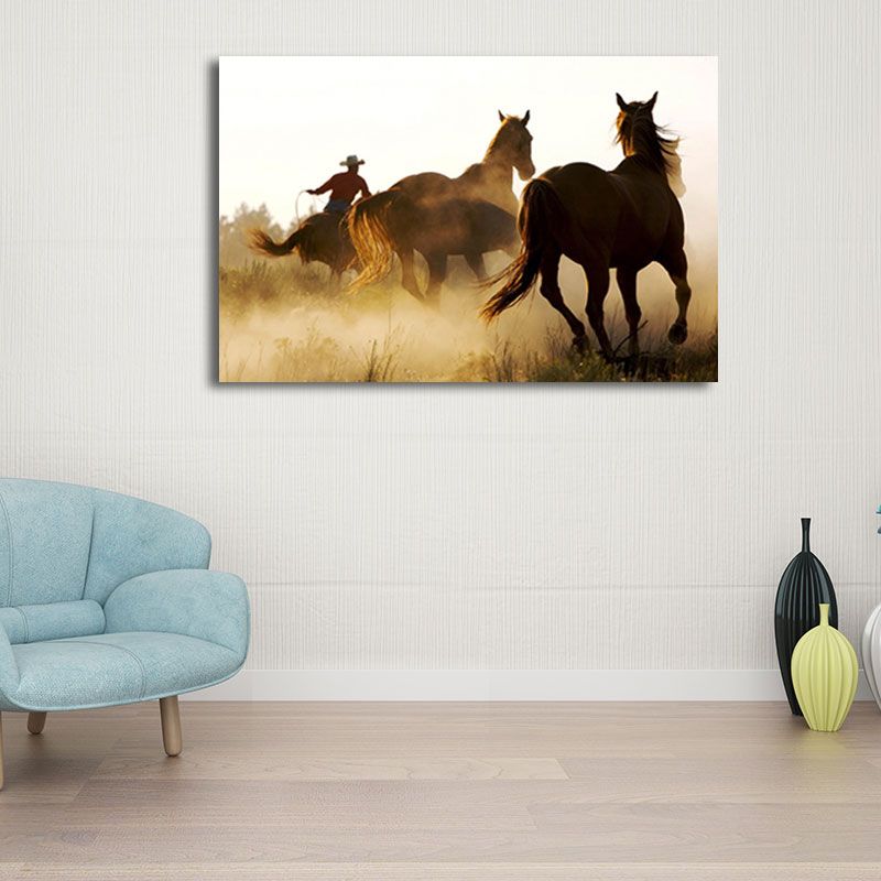 Magnifique toile de chevaux pour salon, décoration murale d'animaux sauvages de couleur pastel