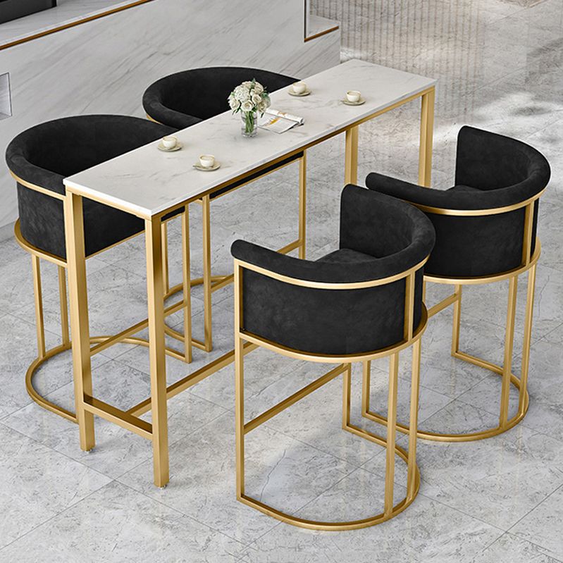 Glam 1/3/5 Pieces Bar Table Set Rectangle Stone Counter Table with High Stools for Kitchen