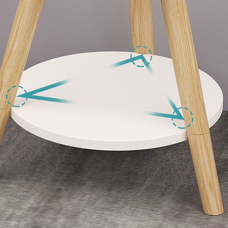Scandinavian Round End Table Wood Tripod Sofa Side Table with Storage