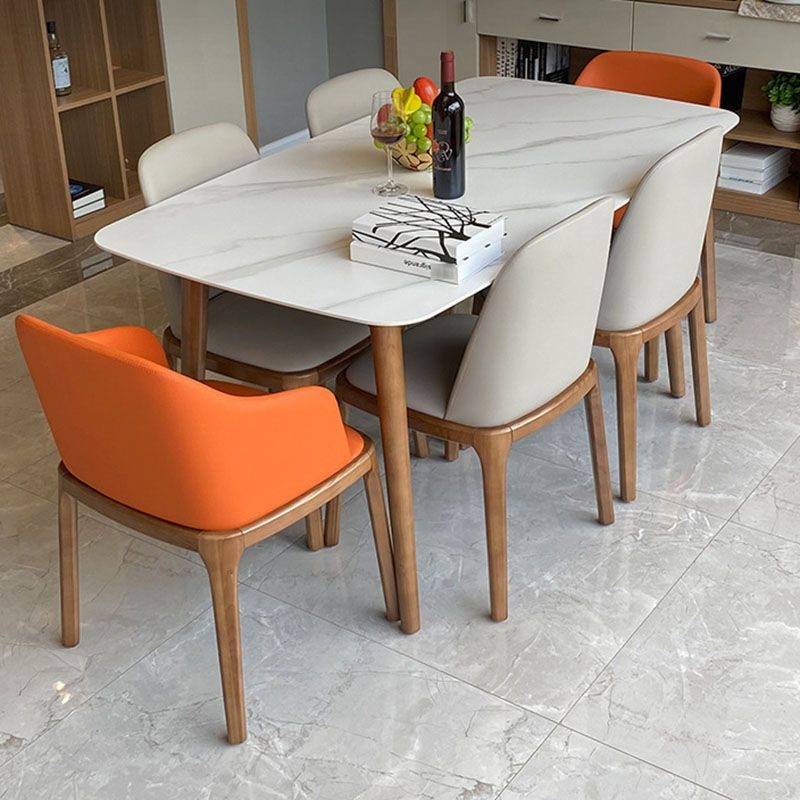 Contemporary Modern Rectangle Stone Table 4 Legs Home Kitchen Dinner Table