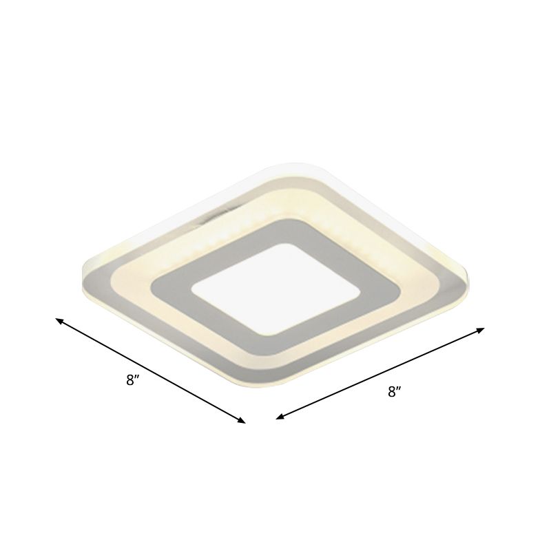 Ultrathin Hallway LED Ceiling Lamp Simplicity White Small Flush Mount Light with Floral/Square/Triangle Acrylic Shade