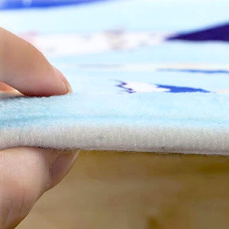 Blue Modern Carpet Polyester Santa Claus Carpet Washable Carpet for Living Room