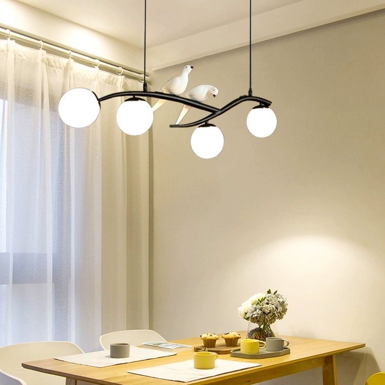 4-Light Sphere Island Lighting Ideas Contemporary Glass Island Chandelier