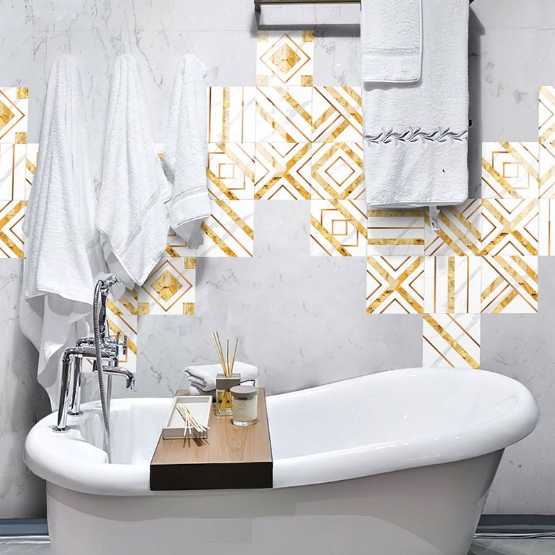 Gold Geometric Wallpaper Panels Self-Stick Modern Style Bathroom Wall Art, 8' x 8"