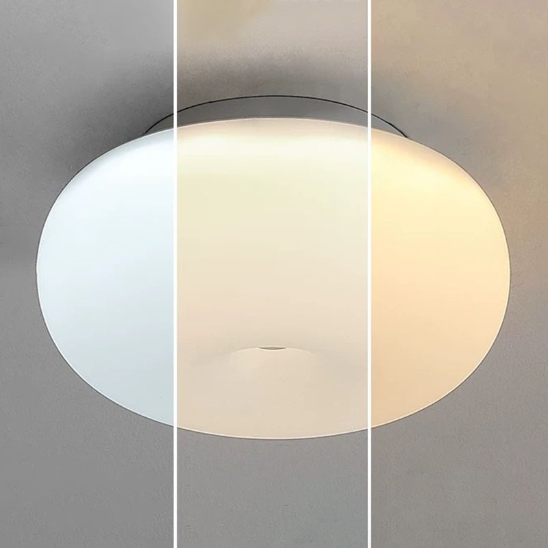 Contemporary Ceiling Flush in Cream White Metal and Acrylic Flush Mount
