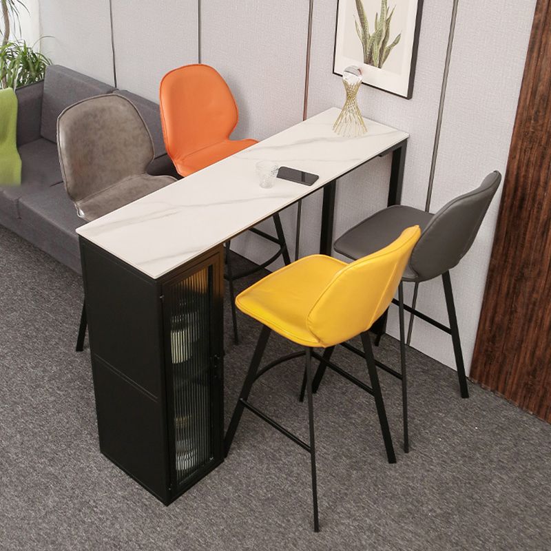 Modern Bistro Bar Table Sintered Stone Bar Table with Storage