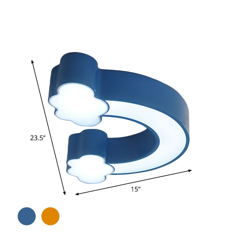 Cartoon Rainbow LED Flushmount Lighting Children Acrylic Yellow/Blue Ceiling Light Fixture in Warm/White Light