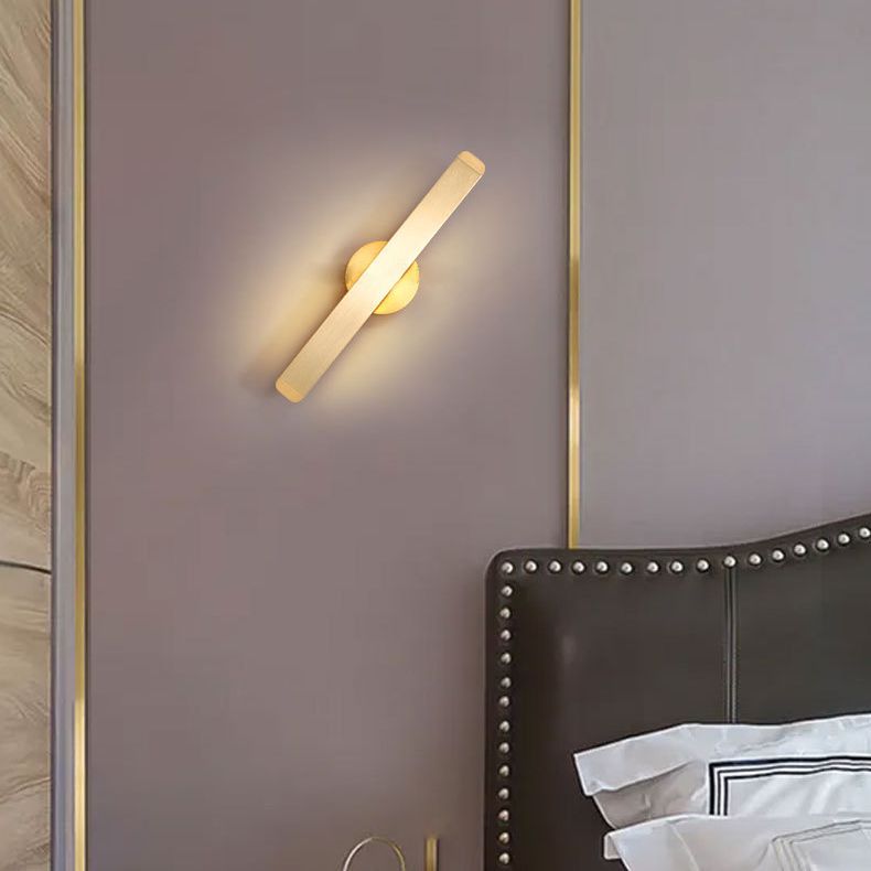 Brushed Gold Rectangular LED Wall Lamp Rotatable Design Nordic Simplicity Aluminum Sconce Light for Bedside