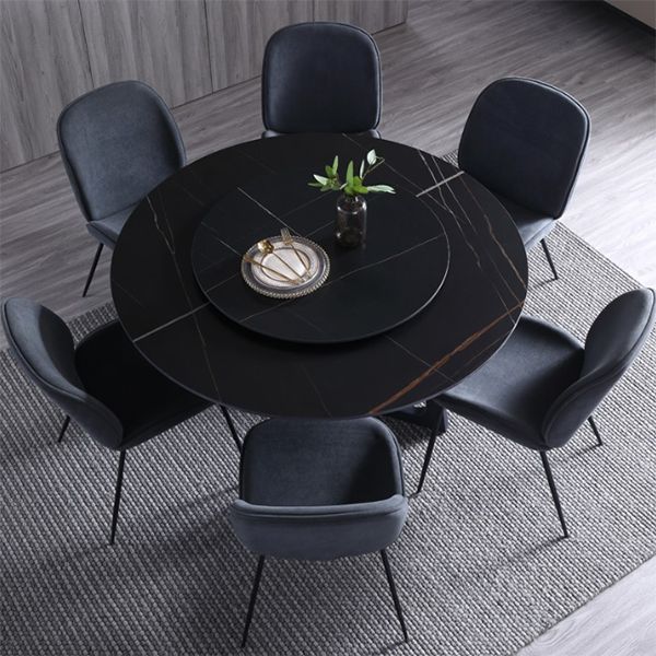 Metal and Stone Table Glam Style Simple Home Black Round Dining Table