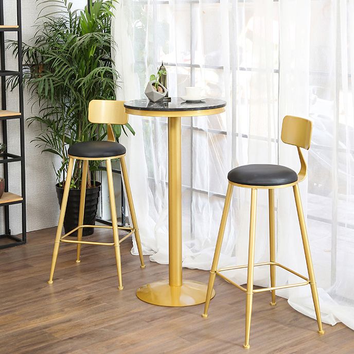 Glam 1/2/3/4/5 Pieces Round Bar Table Set Fixed Table Counter Set for Dining Room