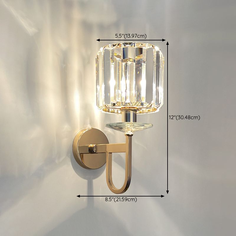 Crystal Geometric Shape Wall Sconces Modern 1 Light Wall Mount Light Fixture in Gold