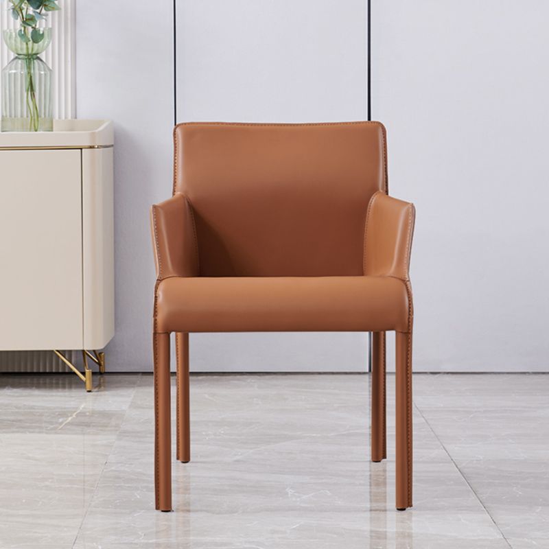 Faux Leather Arm Dining Chairs Orange and Dark grey Side Chair