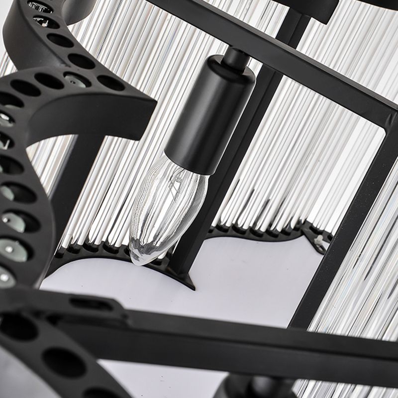 Lámpara de lámpara de montaje semi de metal dorado salas de estar tradicionales lámparas semi descargas con sombra de vidrio