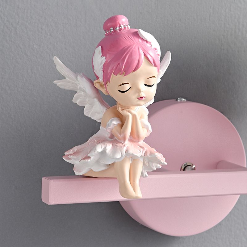 Metal Ball Shape Wall Sconce Kid 1 Light Wall Light Sconce in Pink (Decoration Included)