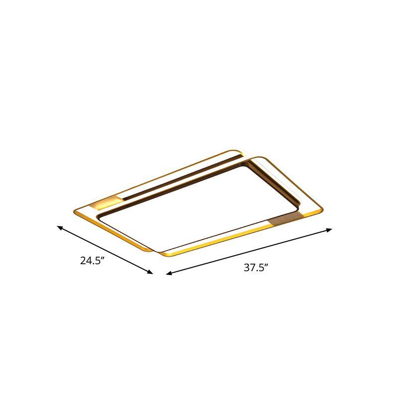 Acrylic Rectangle Flush Mount Fixture Simple Grey LED Close to Ceiling Lamp in Warm/White/3 Color Light, 37.5"/43" W
