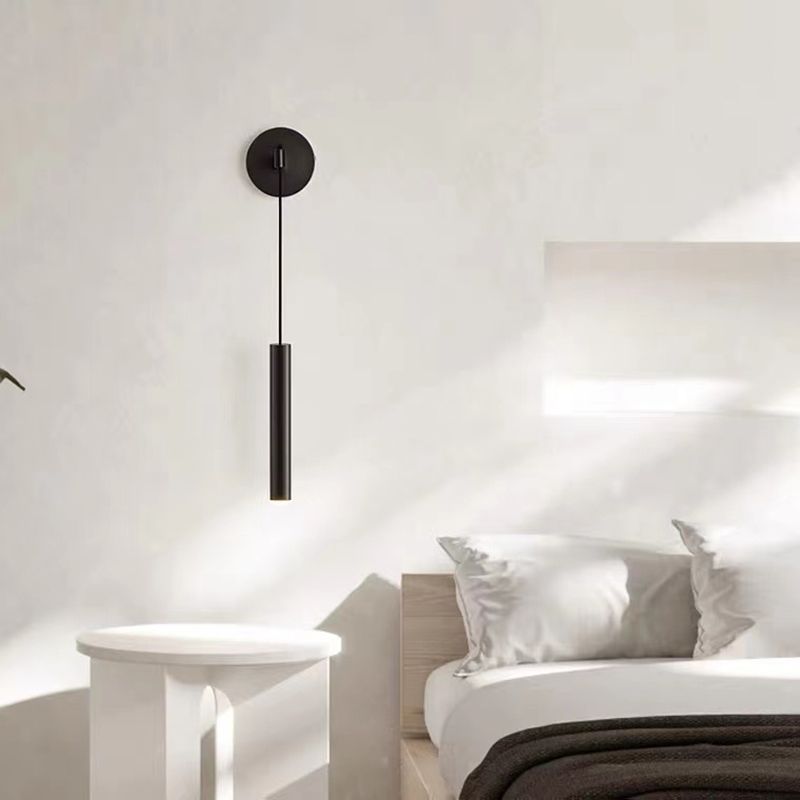 Modern Metal Wall Sconce Cylinder Shape Wall Light for Bedroom