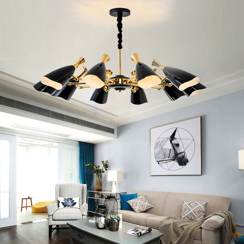 Moderne Luxus -sich verjüngende Anhänger Light Zink Legierung Innenlampe mit Schmiedeeisenschatten