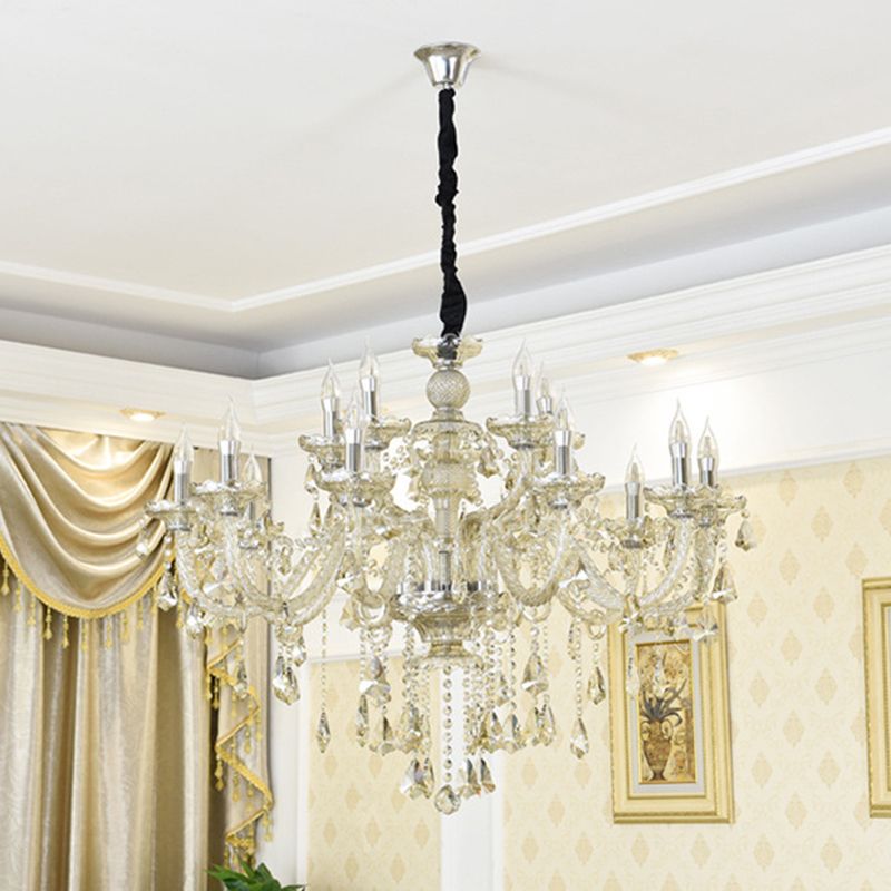 Lustre de style européen Light Crystal Multi-Bulbe Pendant Light pour le salon