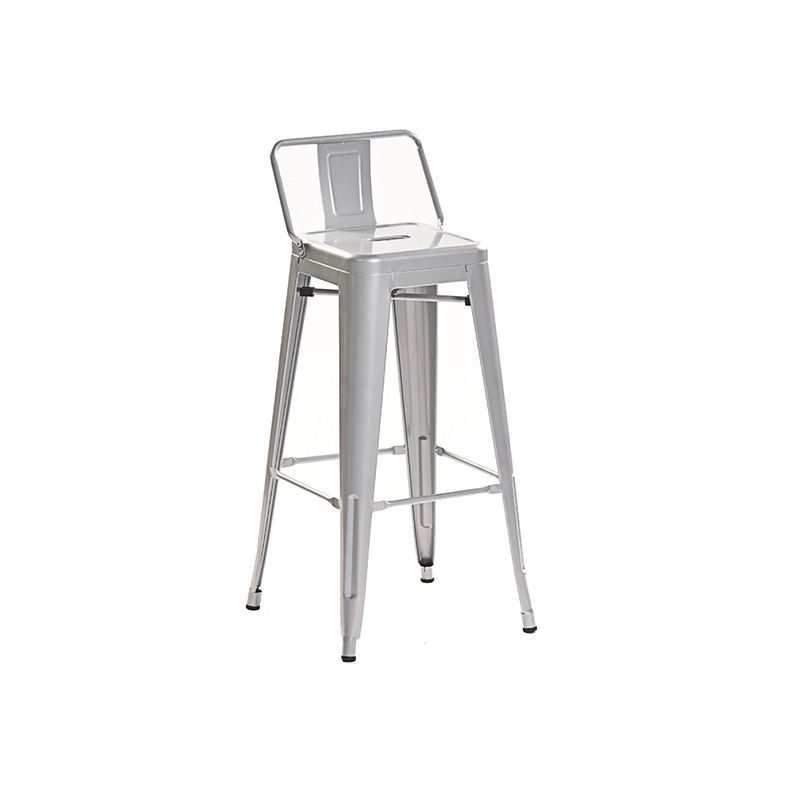 Industrial Iron Low Back Barstool 29.5" H Indoor Tall Stool with Square Seat