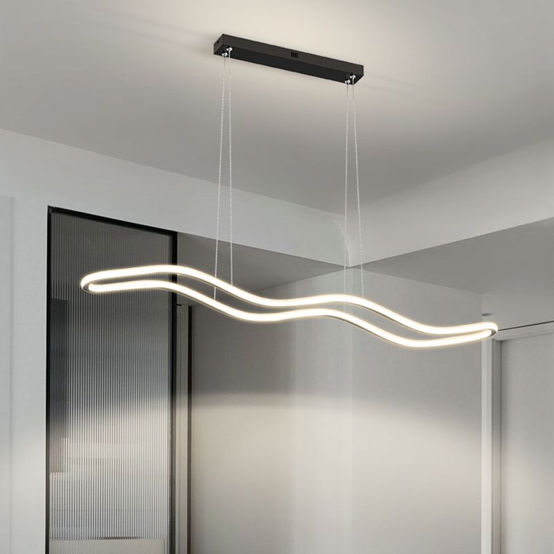 Creative Linear Island Lighting Fixture Modern Style LED Hanging Light for Dining Room