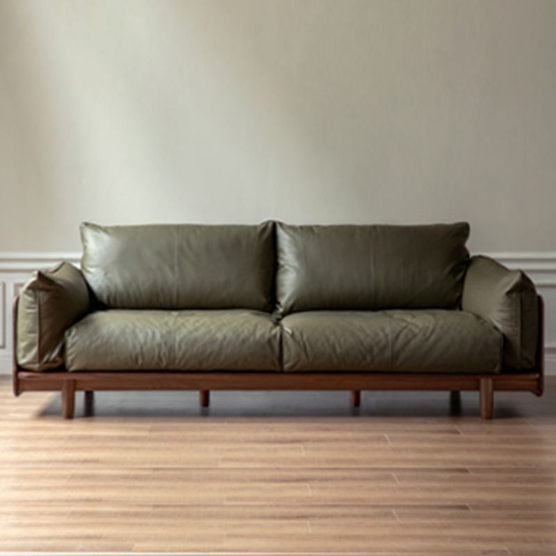 Standard Solid Wood Square Arm Sofa with Cushions Back for Living Room