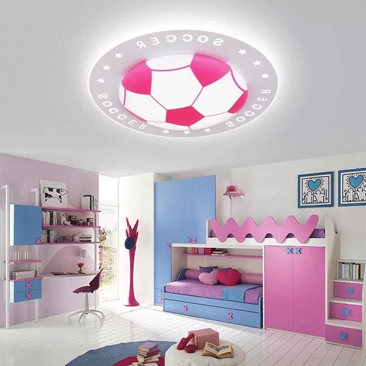Acrylic Flat Football Flush Ceiling Light Study Room Kitchen Sport Stylish Ceiling Fixture