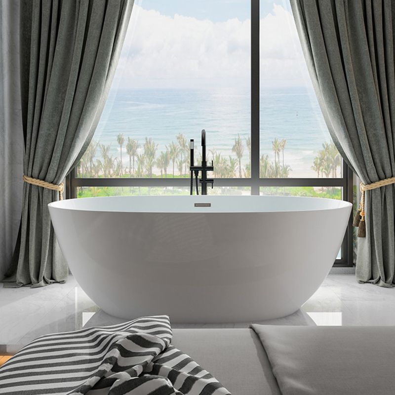 Soaking Oval Freestanding Bathtub Modern Acrylic Bathtub with Overflow Trim